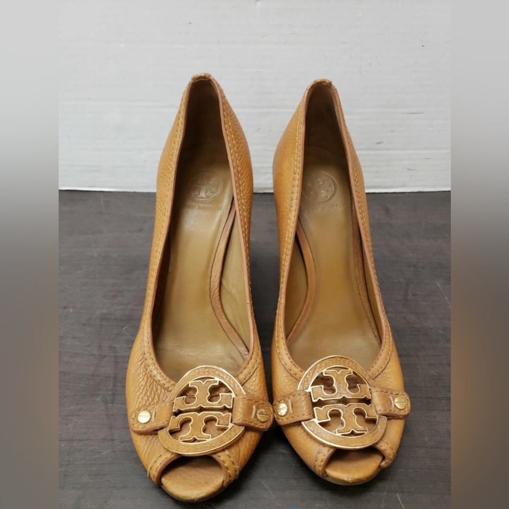 Tory Burch Brown Peep-Toe Heels